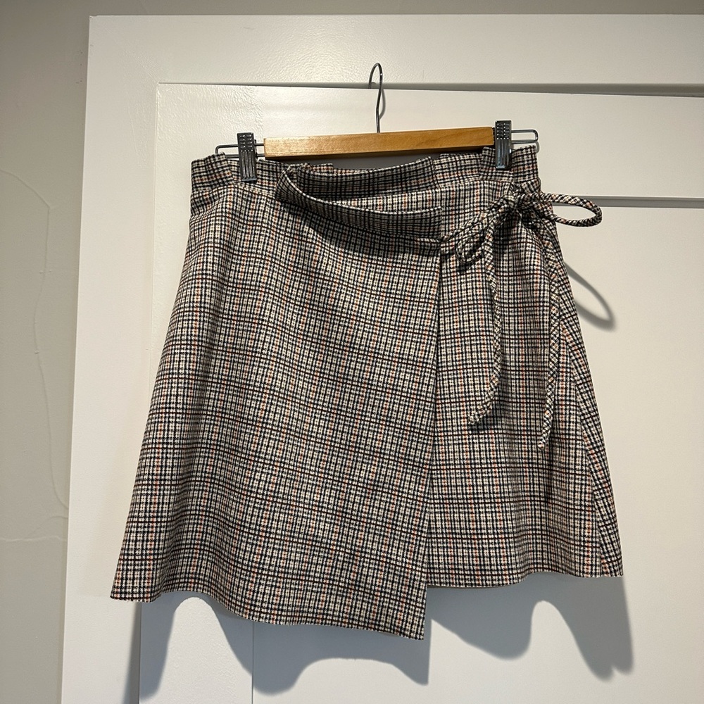 Zara Wrap Front Plaid Skirt